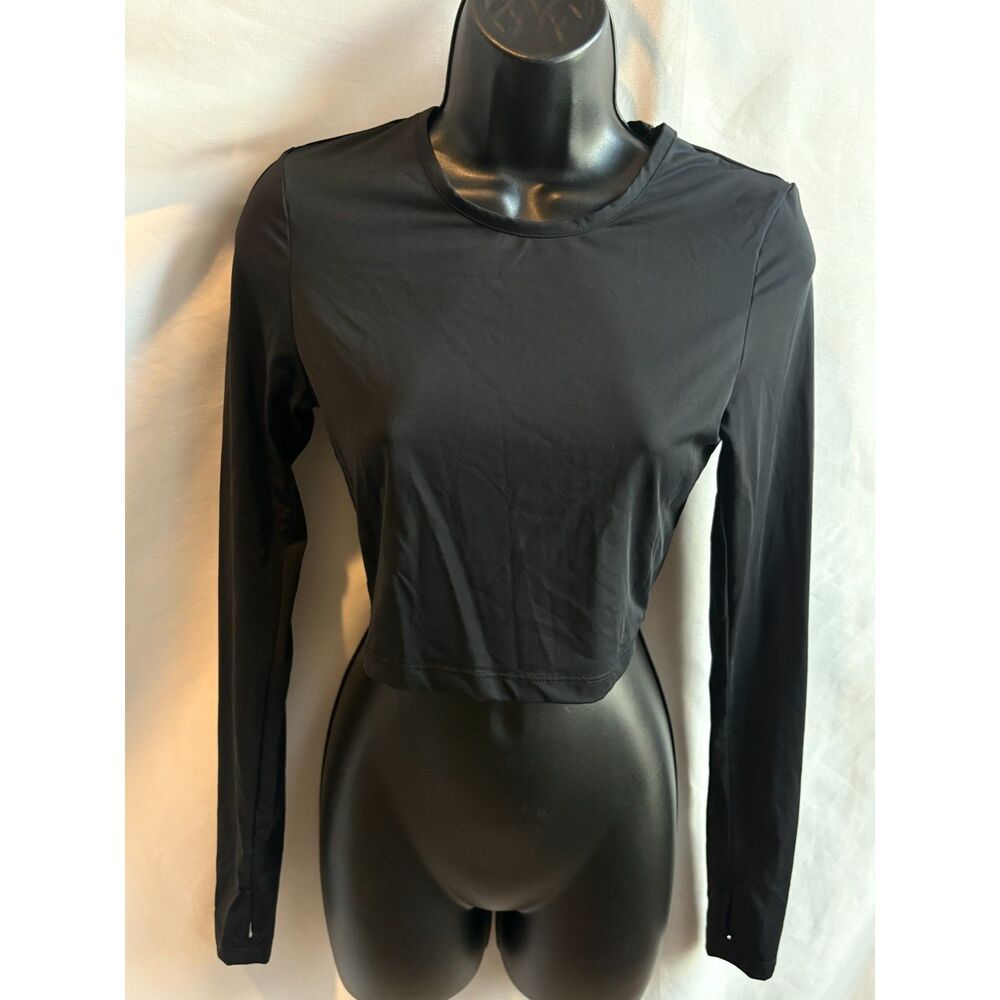 HIIT Black Long Sleeve Workout Top Size S Essential Gym Exercise Basics Fitness